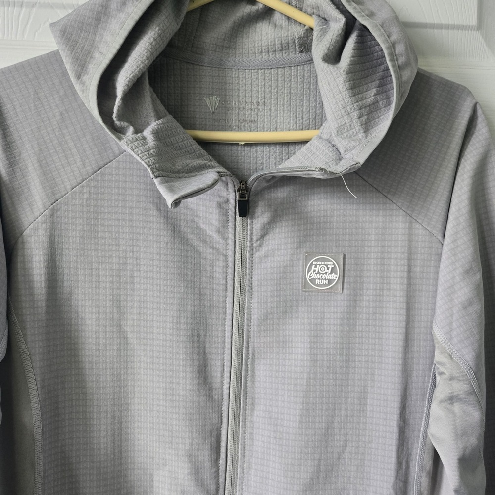 Ventures Endurance Mens Medium Gray Grid Fleece Full Zip Hoodie Skechers Run